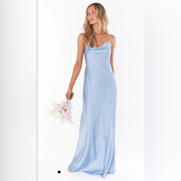 NWOT SHOW ME YOUR MUMU - Tuscany Maxi Slip Dress size S color: steel blue - Picture 4 of 4